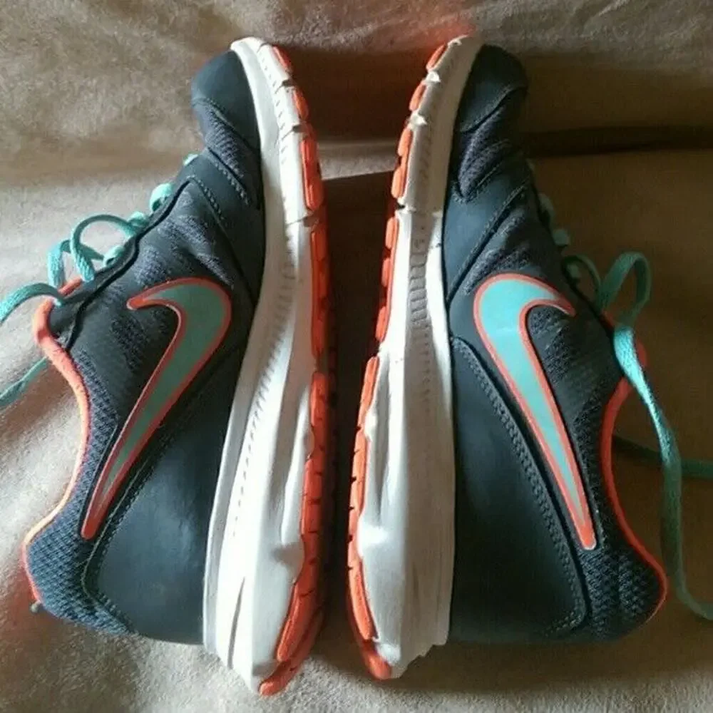 Nike Downshifter 6 Running Shoes Grey & Coral & Light Blue 684765-018 - Size 8